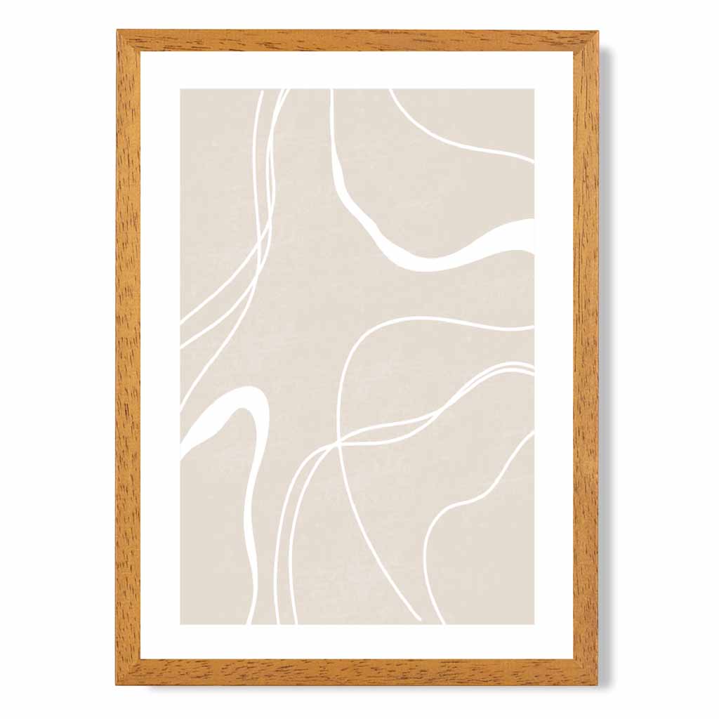 Abstract Beige, White Lines No 2 Art Print | Wall Art Plaza