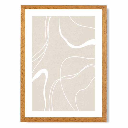 Abstract Beige, White Lines No 2 Art Print | Wall Art Plaza