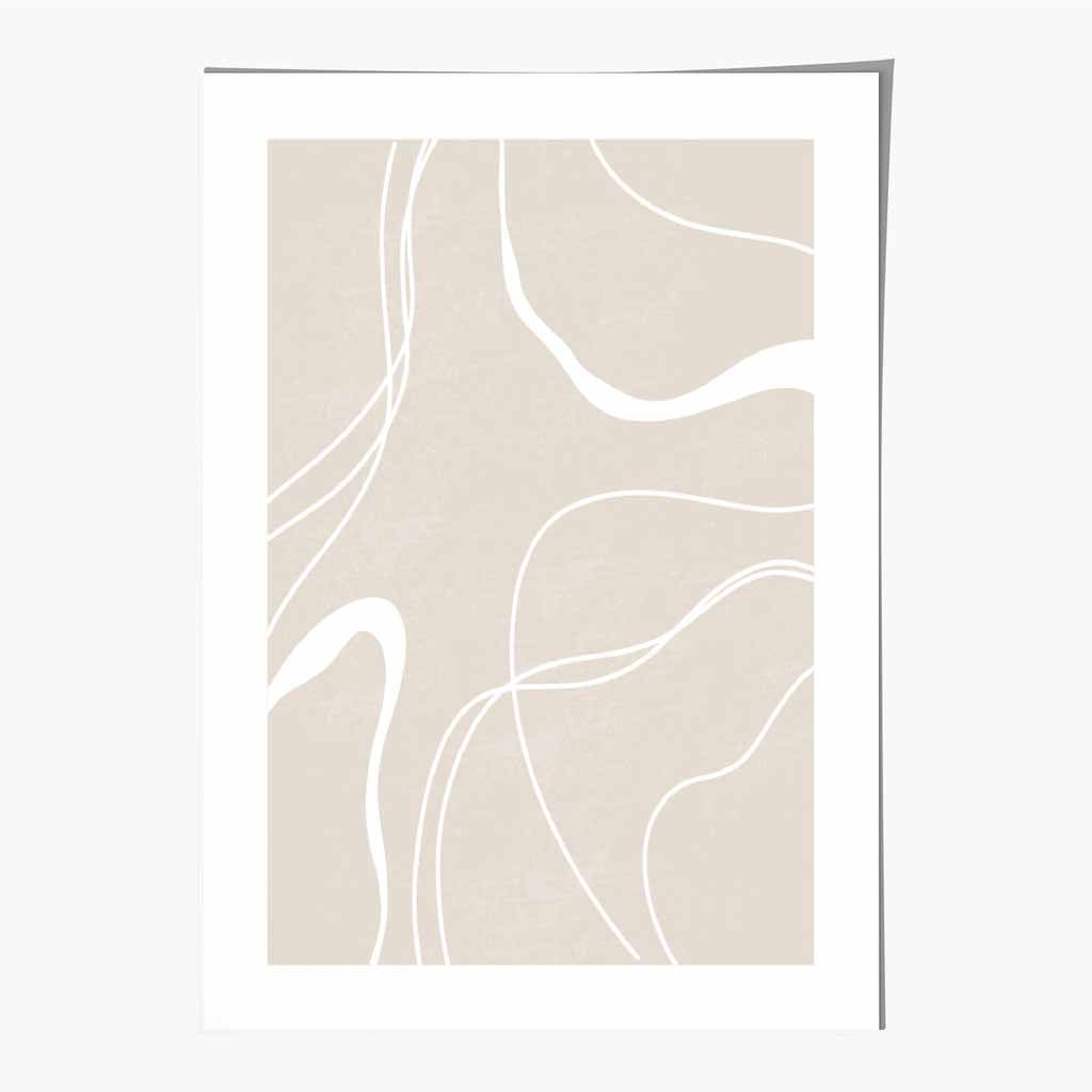 Abstract Beige, White Lines No 2 Art Print | Wall Art Plaza