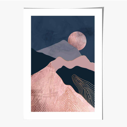 Modern Abstract Pink, Blue Mountains No 1 Art Print | Wall Art Plaza