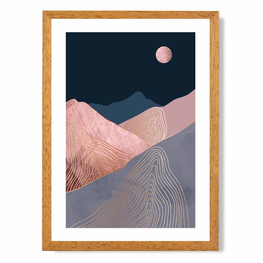 Modern Abstract Pink, Blue Mountains No 3 Art Print | Wall Art Plaza