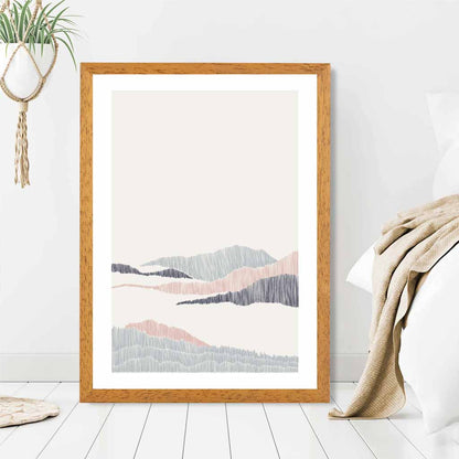 Minimal Line Art Pink, Grey Beach No 1 Art Print | Wall Art Plaza