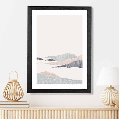 Minimal Line Art Pink, Grey Beach No 1 Art Print | Wall Art Plaza