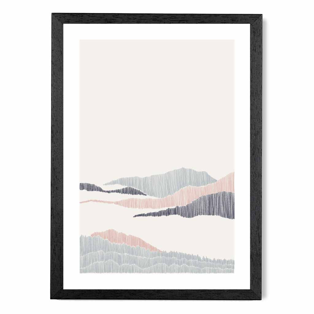 Minimal Line Art Pink, Grey Beach No 1 Art Print | Wall Art Plaza