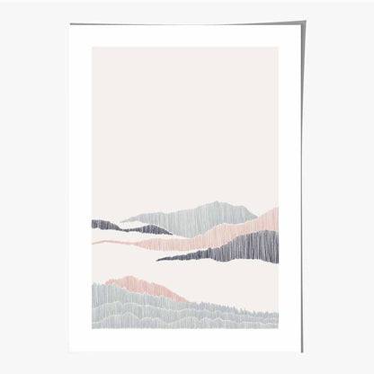 Minimal Line Art Pink, Grey Beach No 1 Art Print | Wall Art Plaza