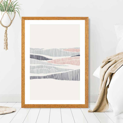 Minimal Line Art Pink, Grey Beach No 3 Art Print | Wall Art Plaza