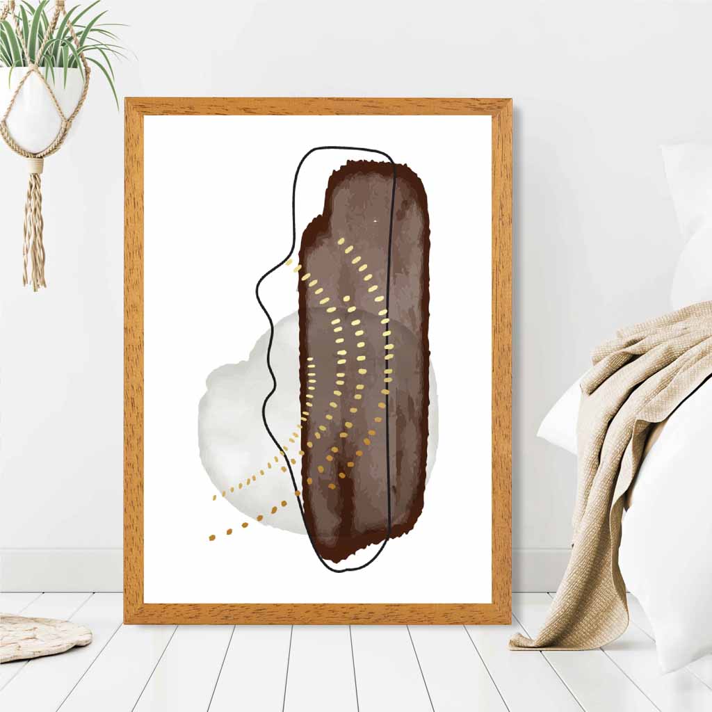 Abstract Brown, Ivory Shapes Art Print | Wall Art Plaza