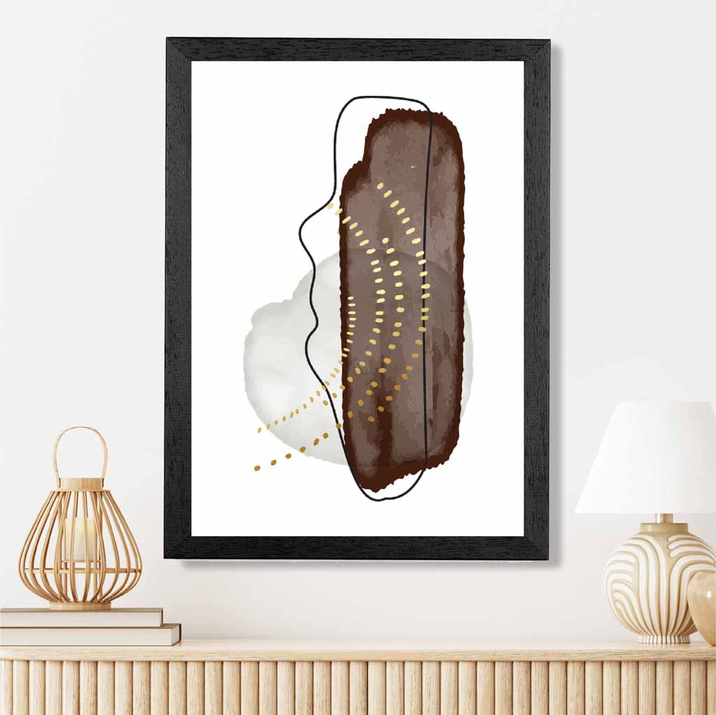 Abstract Brown, Ivory Shapes Art Print | Wall Art Plaza