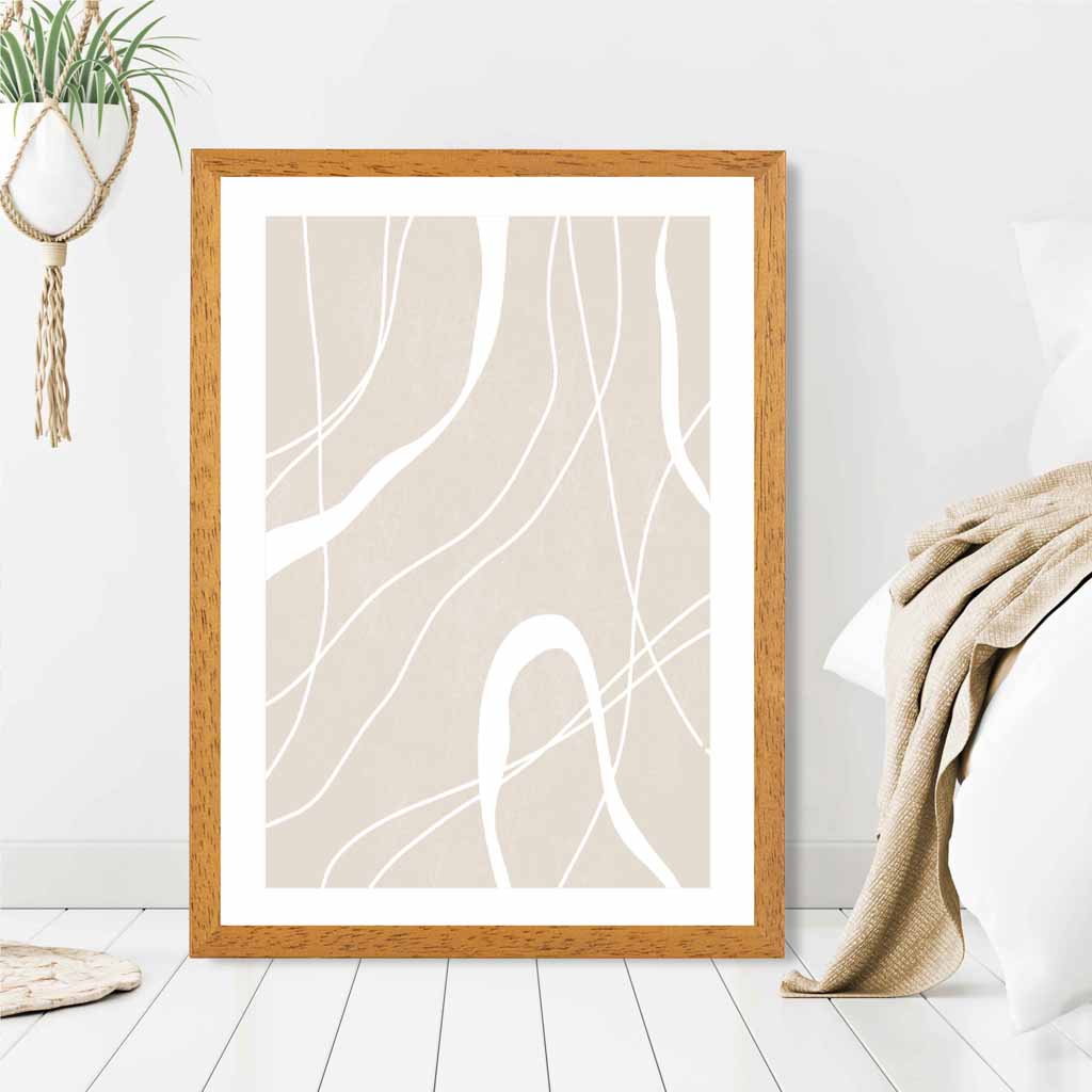 Abstract Beige, White Lines No 3 Art Print | Wall Art Plaza