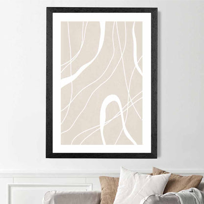 Abstract Beige, White Lines No 3 Art Print | Wall Art Plaza