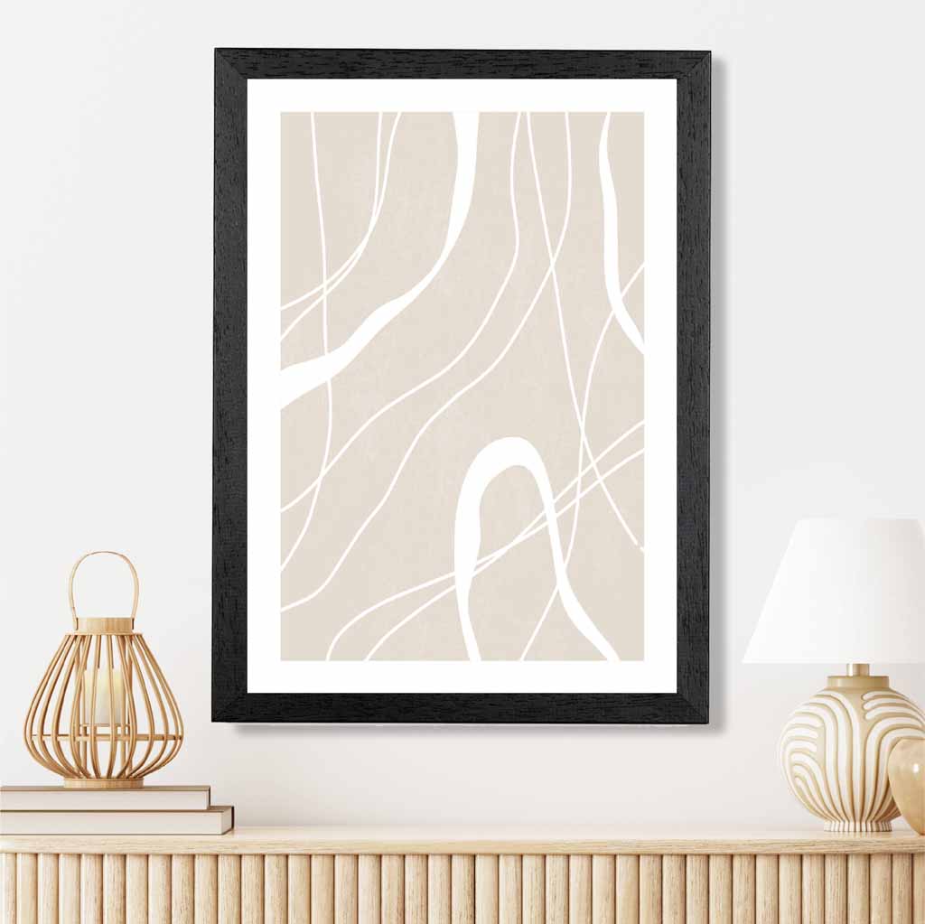 Abstract Beige, White Lines No 3 Art Print | Wall Art Plaza