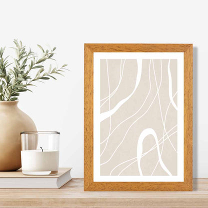 Abstract Beige, White Lines No 3 Art Print | Wall Art Plaza