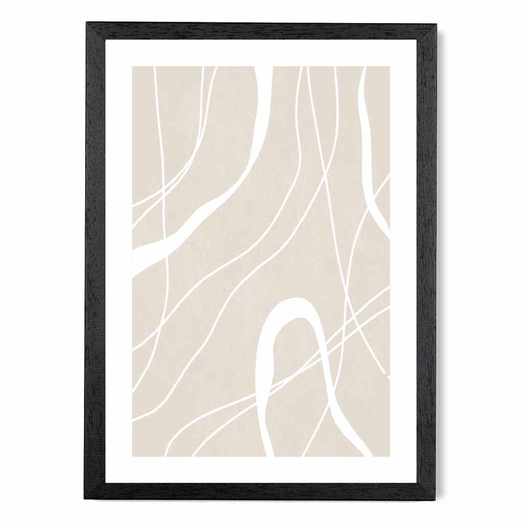 Abstract Beige, White Lines No 3 Art Print | Wall Art Plaza