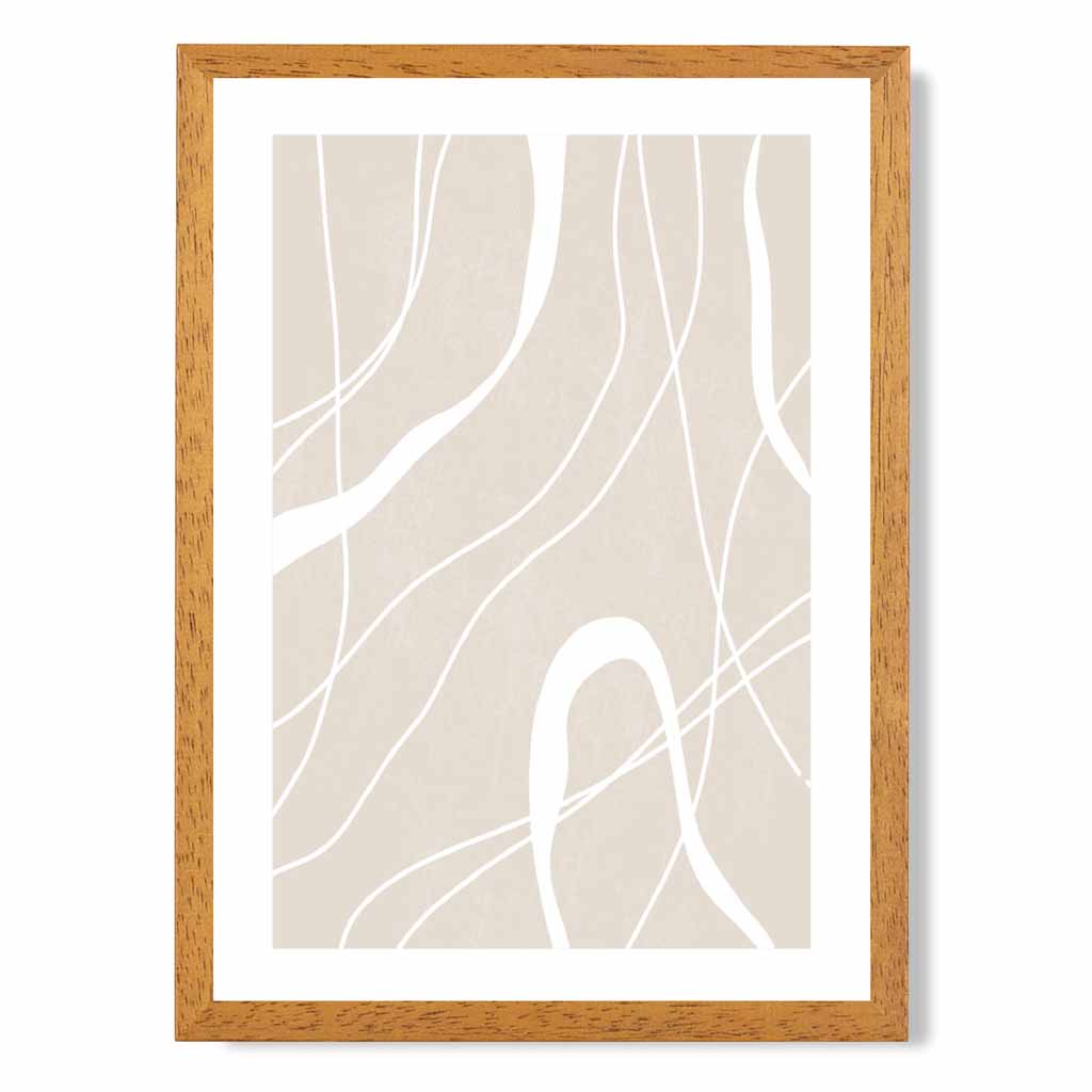 Abstract Beige, White Lines No 3 Art Print | Wall Art Plaza