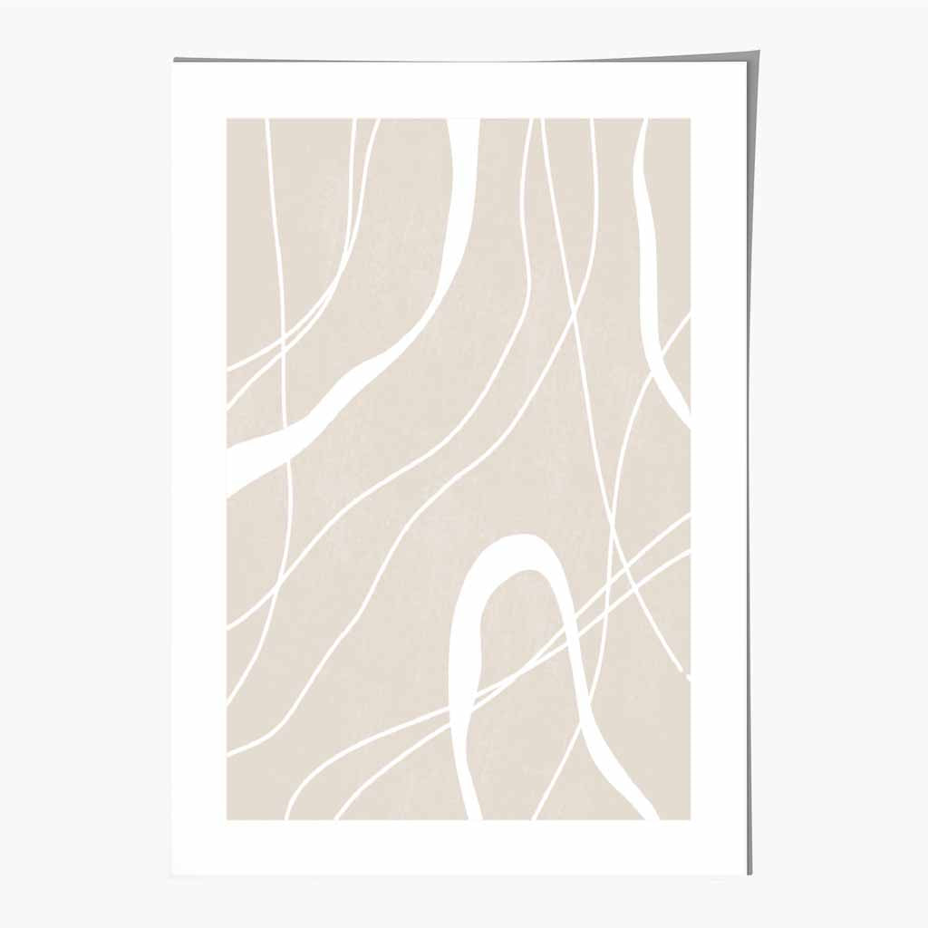 Abstract Beige, White Lines No 3 Art Print | Wall Art Plaza