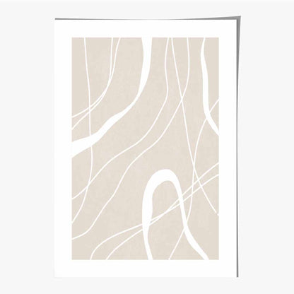 Abstract Beige, White Lines No 3 Art Print | Wall Art Plaza