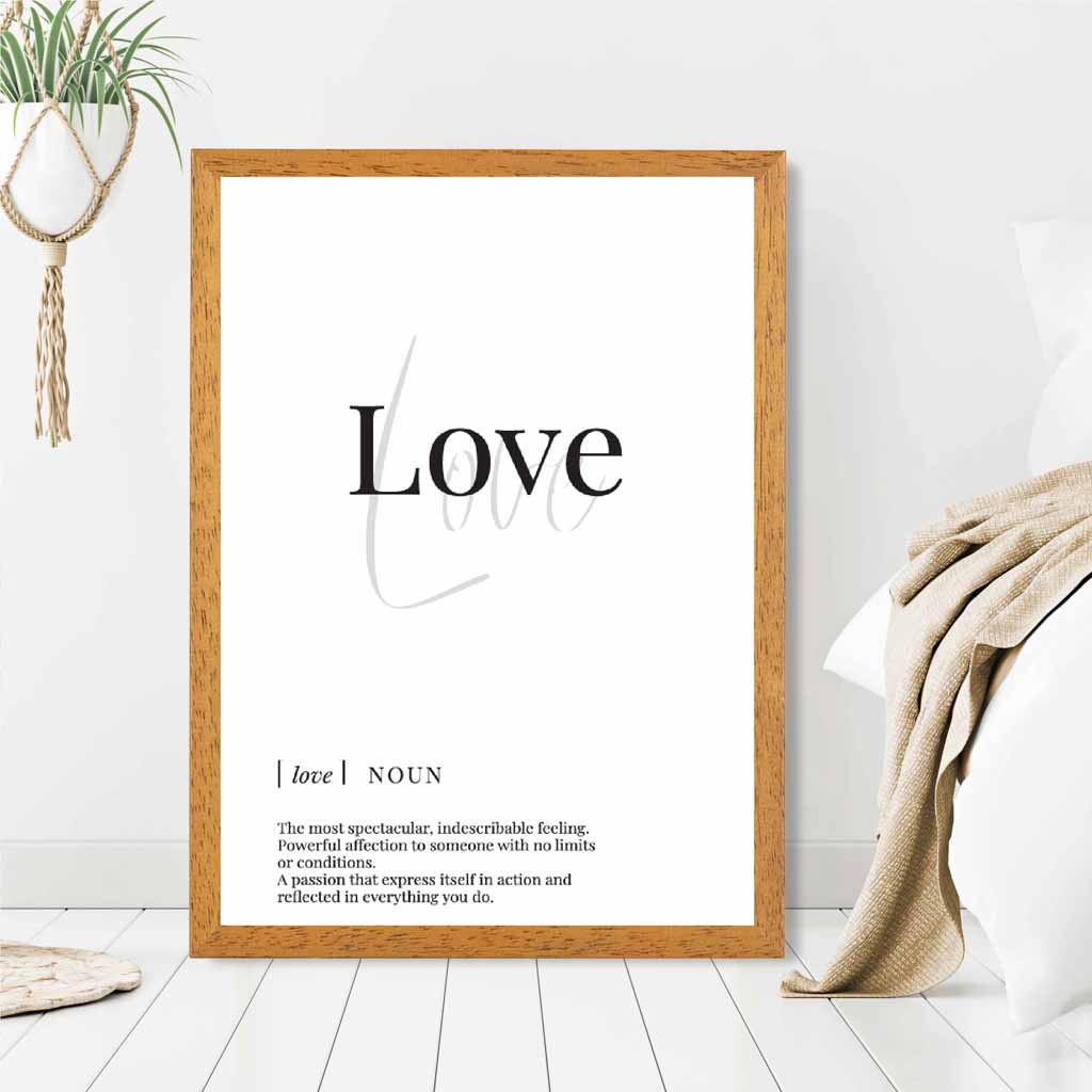 Love Black, White Dictionary Quote Print | Wall Art Plaza