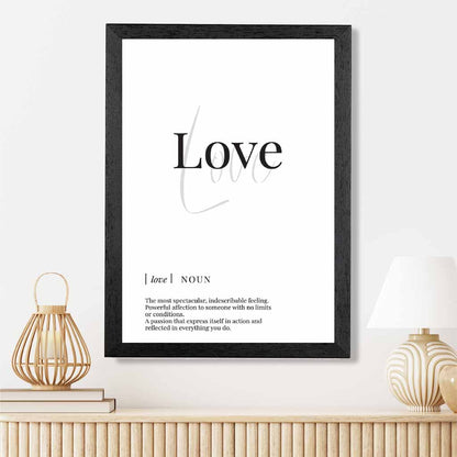 Love Black, White Dictionary Quote Print | Wall Art Plaza