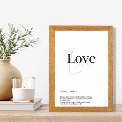 Love Black, White Dictionary Quote Print | Wall Art Plaza