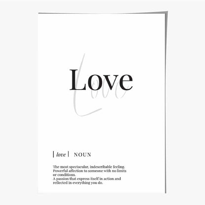 Love Black, White Dictionary Quote Print | Wall Art Plaza