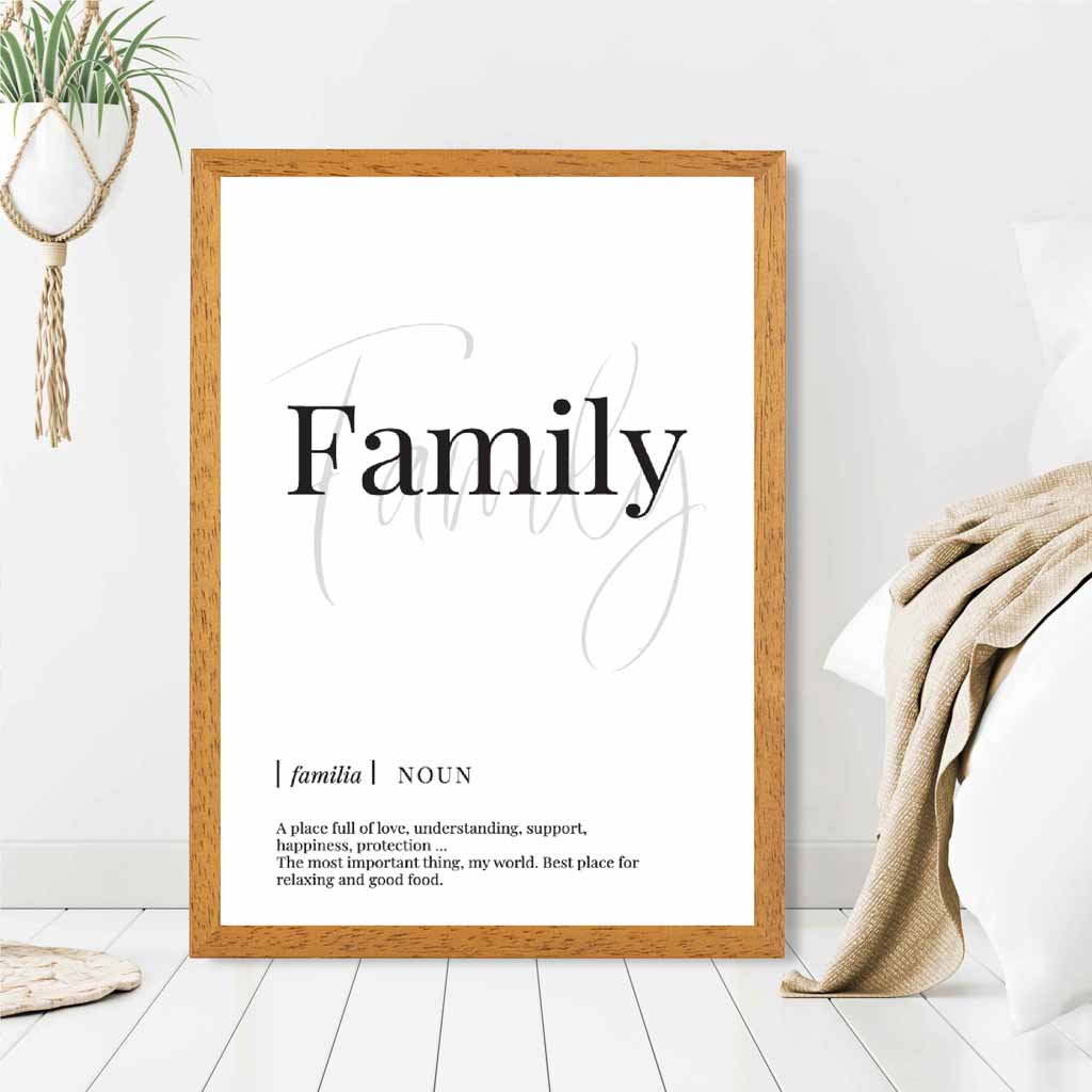 Family Black, White Dictionary Quote Print | Wall Art Plaza