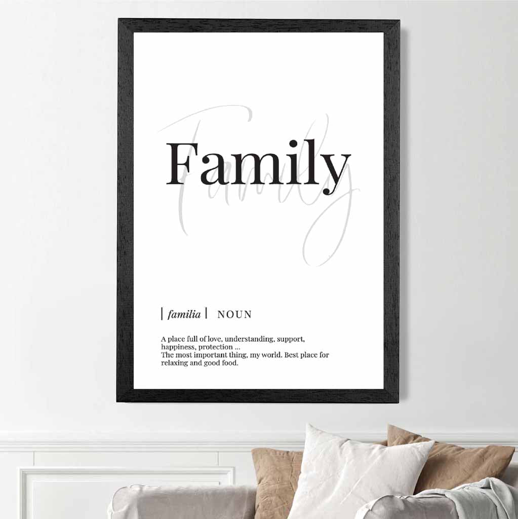 Family Black, White Dictionary Quote Print | Wall Art Plaza