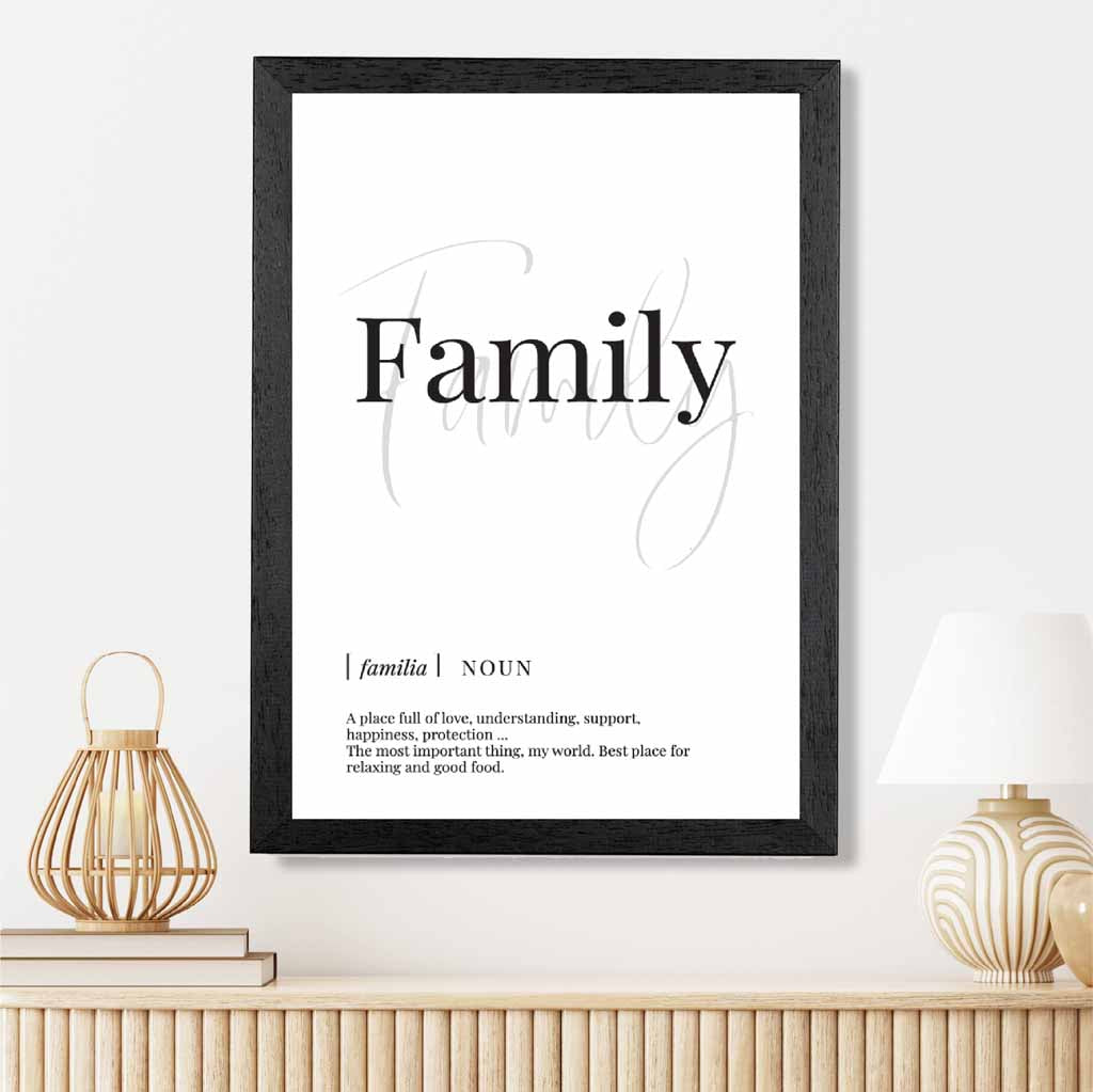 Family Black, White Dictionary Quote Print | Wall Art Plaza