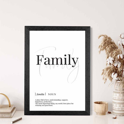 Family Black, White Dictionary Quote Print | Wall Art Plaza