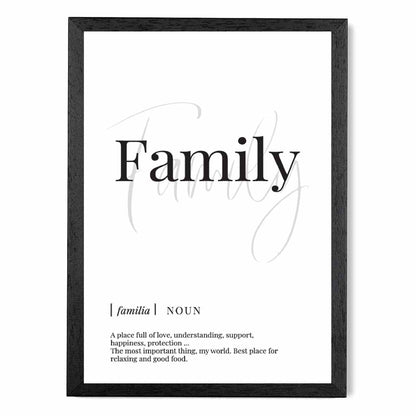 Family Black, White Dictionary Quote Print | Wall Art Plaza