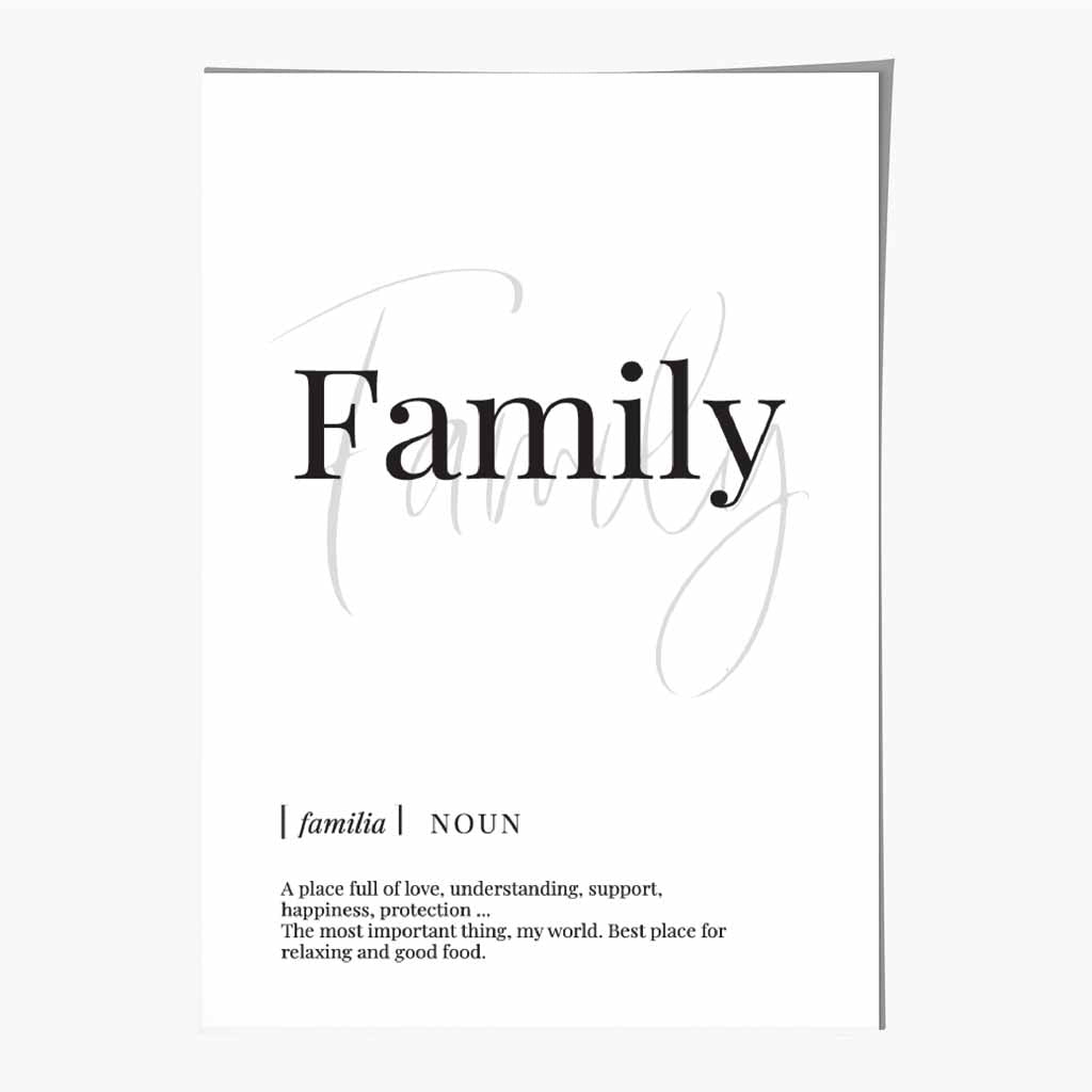 Family Black, White Dictionary Quote Print | Wall Art Plaza