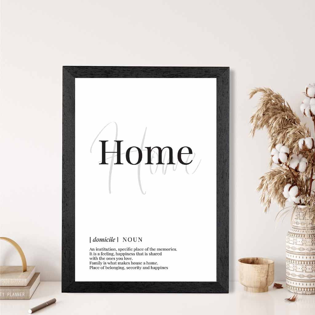 Home Black, White Dictionary Quote Print | Wall Art Plaza