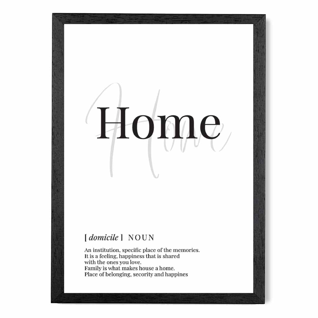 Home Black, White Dictionary Quote Print | Wall Art Plaza