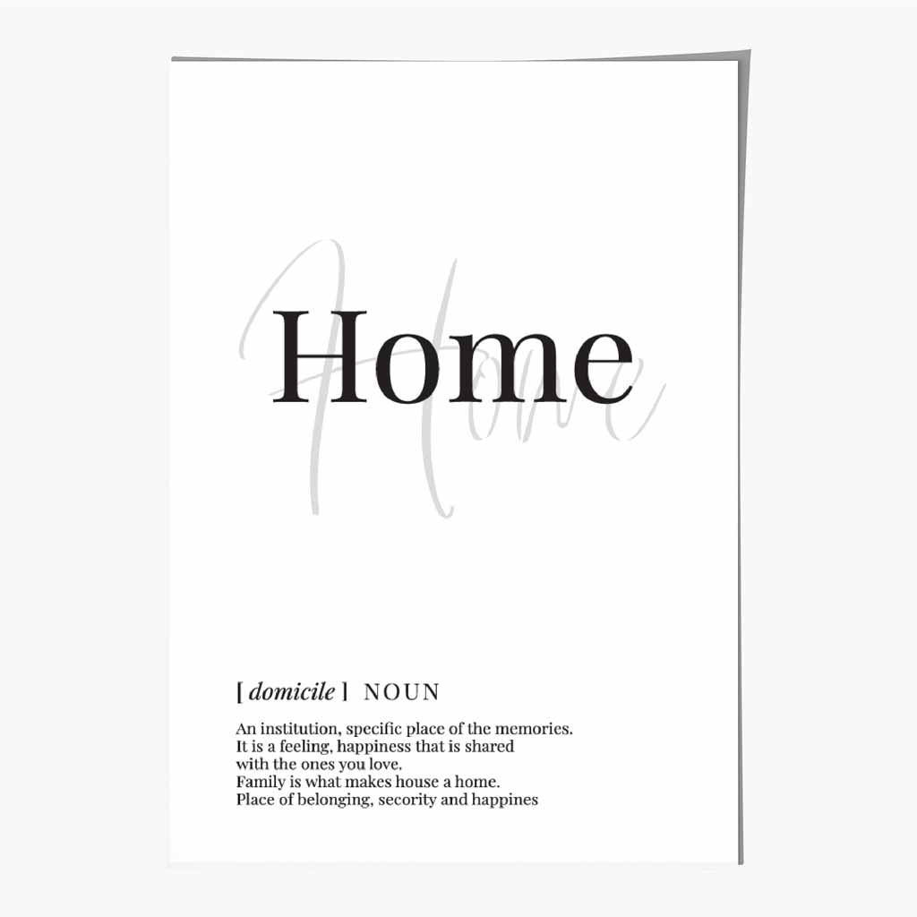 Home Black, White Dictionary Quote Print | Wall Art Plaza