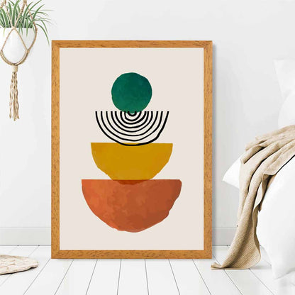 Mid Century Terracotta, Green Painted Shapes No 1 Art Print | Wall Art Plaza