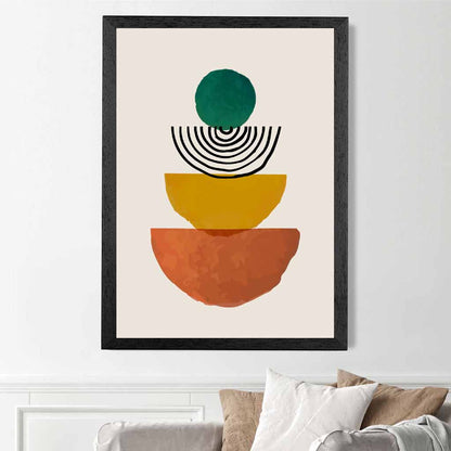 Mid Century Terracotta, Green Painted Shapes No 1 Art Print | Wall Art Plaza