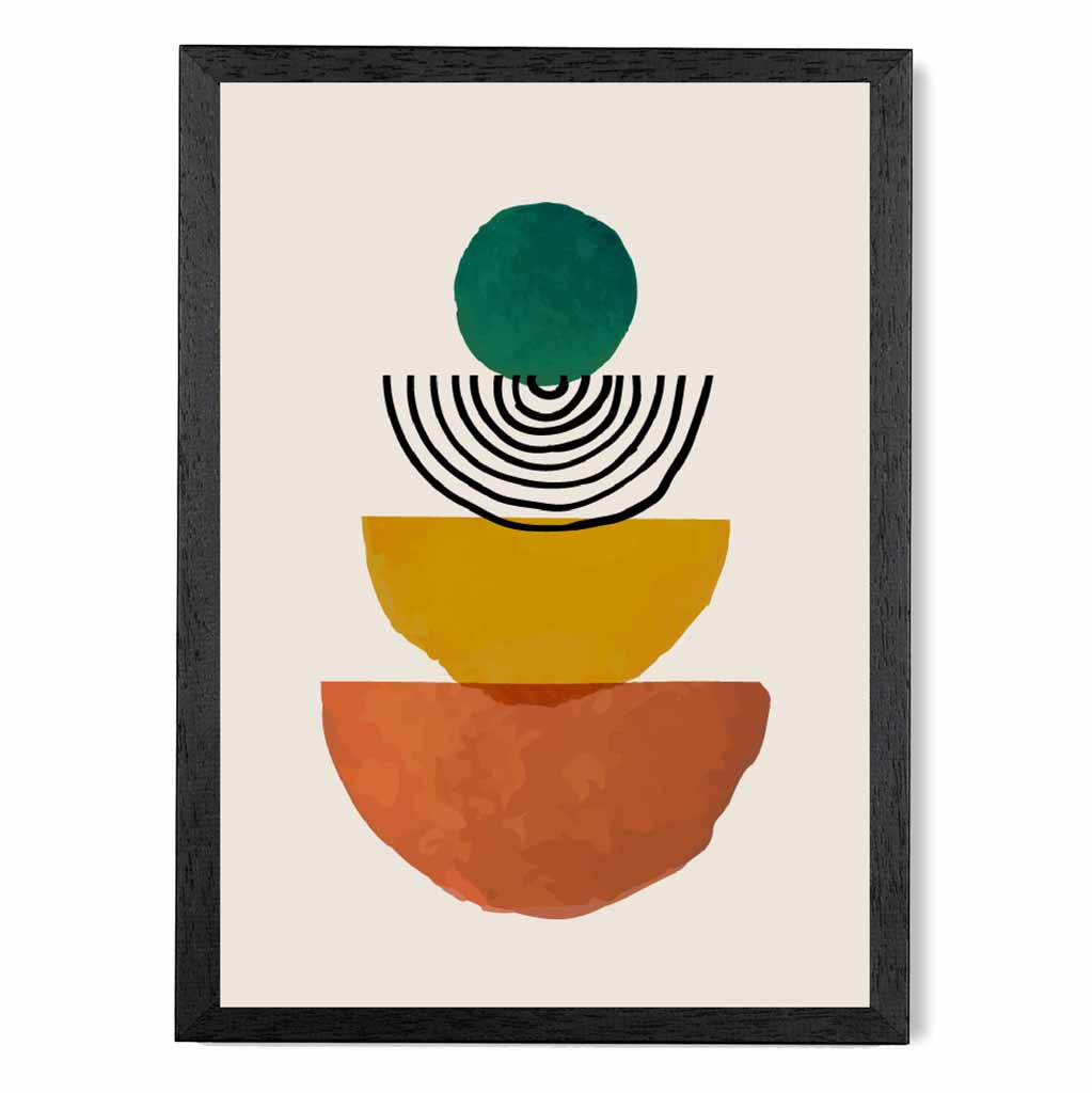 Mid Century Terracotta, Green Painted Shapes No 1 Art Print | Wall Art Plaza