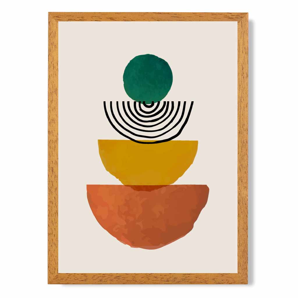 Mid Century Terracotta, Green Painted Shapes No 1 Art Print | Wall Art Plaza