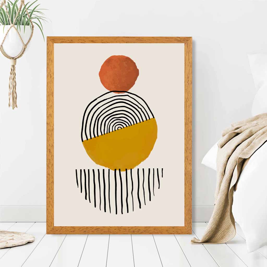 Mid Century Terracotta, Yellow Painted Shapes No 3 Art Print | Wall Art Plaza