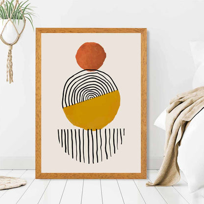 Mid Century Terracotta, Yellow Painted Shapes No 3 Art Print | Wall Art Plaza