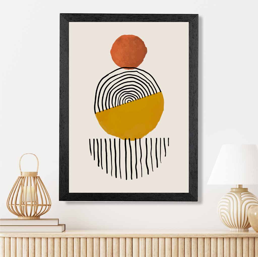 Mid Century Terracotta, Yellow Painted Shapes No 3 Art Print | Wall Art Plaza