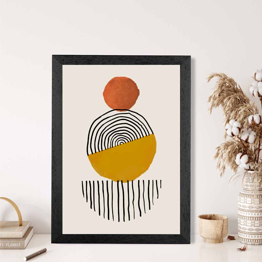 Mid Century Terracotta, Yellow Painted Shapes No 3 Art Print | Wall Art Plaza