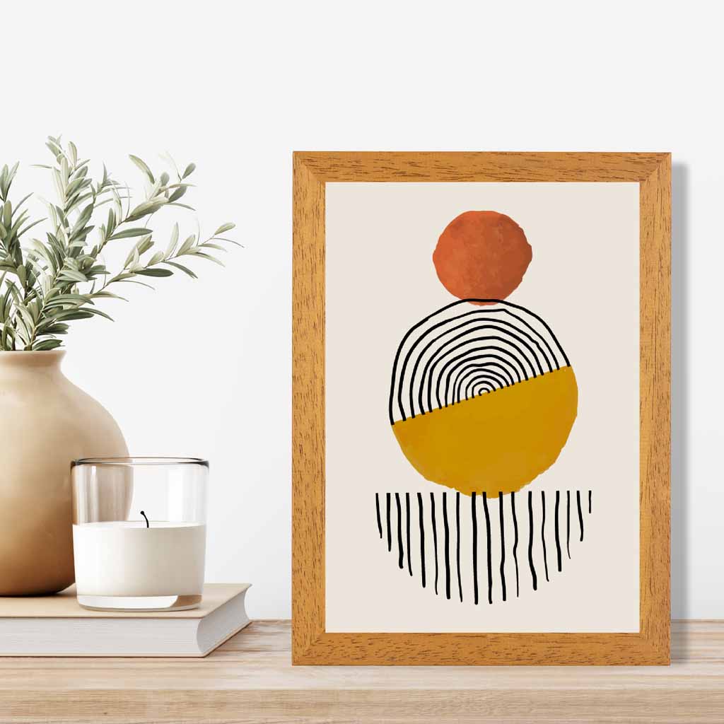 Mid Century Terracotta, Yellow Painted Shapes No 3 Art Print | Wall Art Plaza