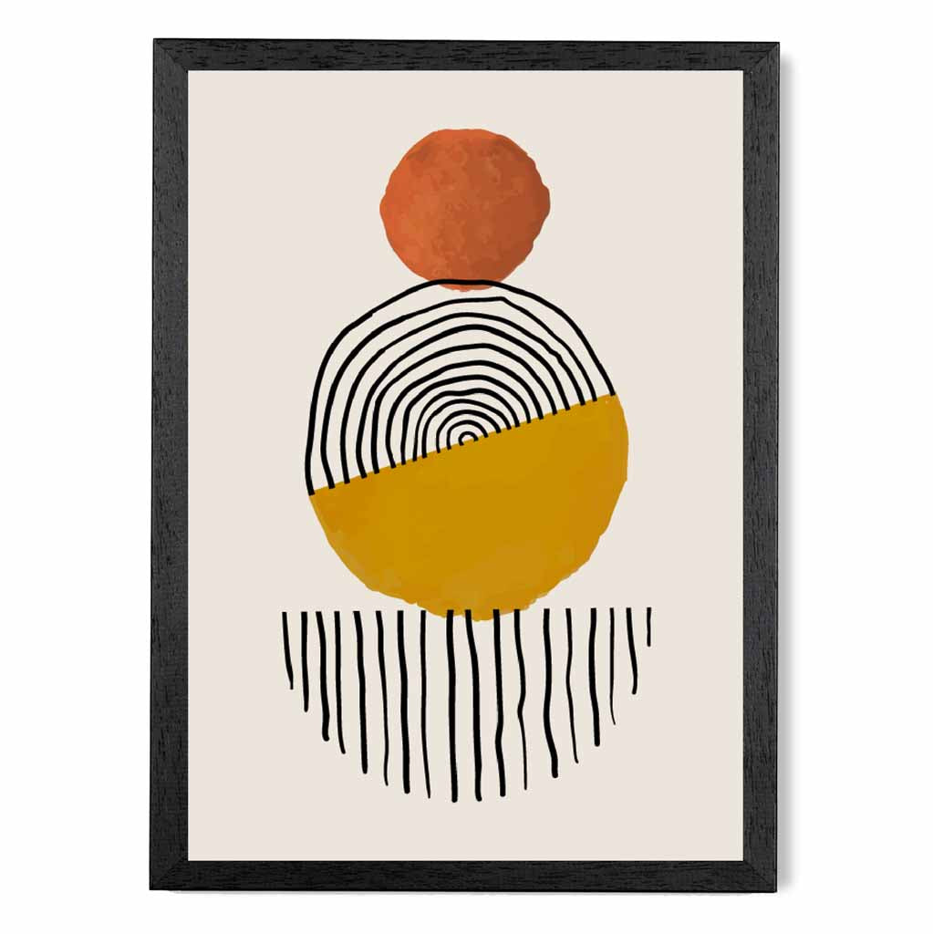 Mid Century Terracotta, Yellow Painted Shapes No 3 Art Print | Wall Art Plaza