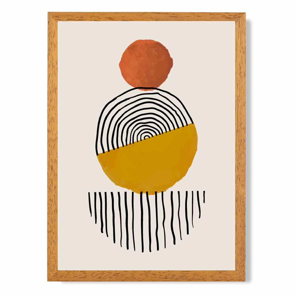 Mid Century Terracotta, Yellow Painted Shapes No 3 Art Print | Wall Art Plaza