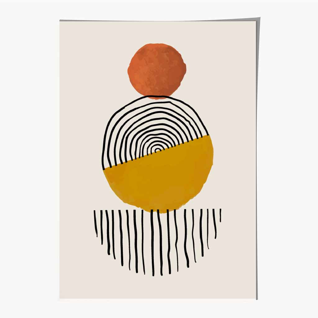 Mid Century Terracotta, Yellow Painted Shapes No 3 Art Print | Wall Art Plaza