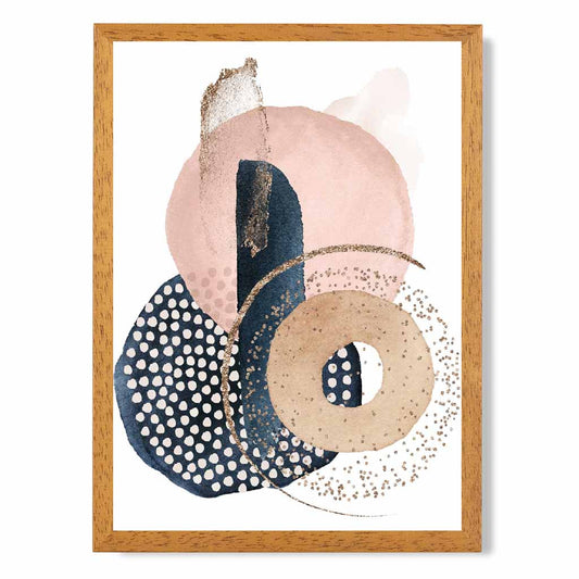 Abstract Pink, Blue Painted Shapes No 2 Art Print | Wall Art Plaza