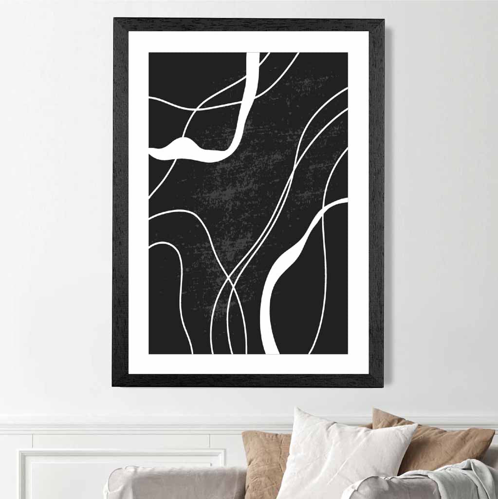 Abstract Black, White Lines No 1 Art Print | Wall Art Plaza