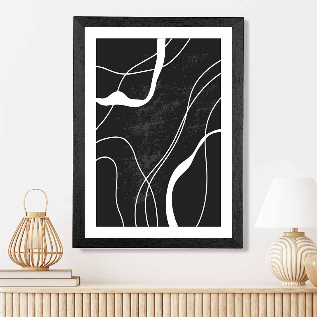 Abstract Black, White Lines No 1 Art Print | Wall Art Plaza