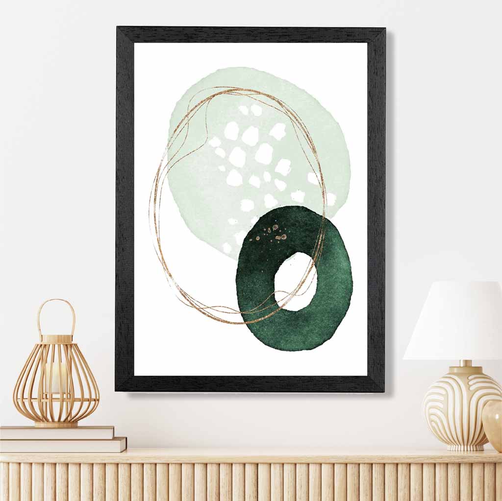 Abstract Green Painted Shapes No 1 Art Print | Wall Art Plaza