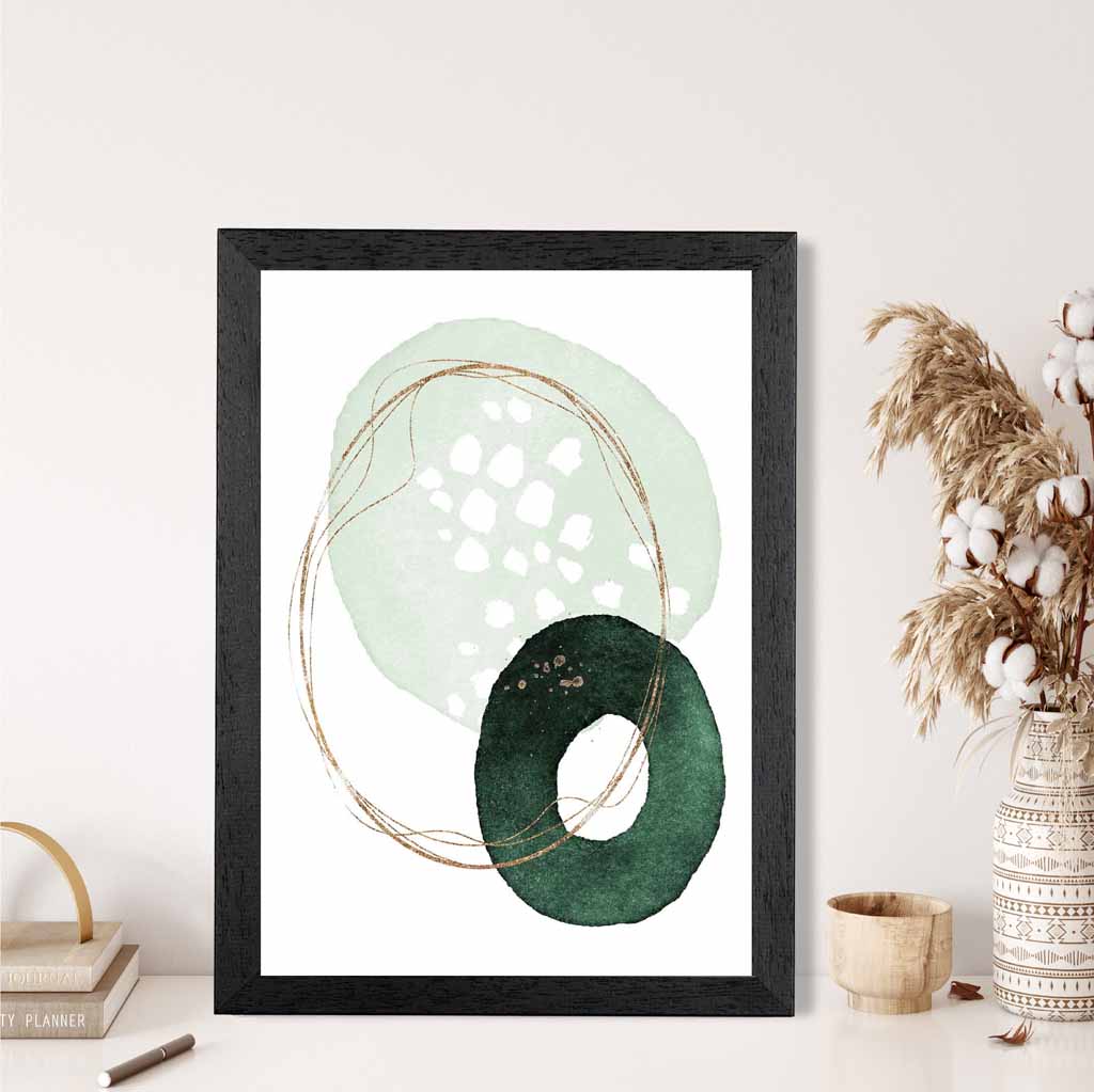 Abstract Green Painted Shapes No 1 Art Print | Wall Art Plaza